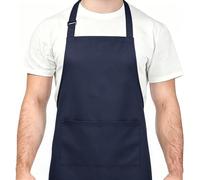 Motswedi Tablier Cuisine Homme et Femme, Tablier de Cuisine, Imperméable et Réglable avec 2 Poches, Longues Lanières, Idéal pour Grillades, Pâtisserie, BBQ, Restaurant, Bleu