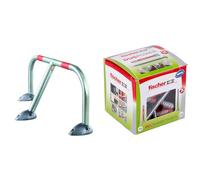 Mottez B302C Barrière de parking rabattable design & fischer - Cheville tous matériaux DuoPower 10 x 80 mm avec tirefonds/Boite à fenêtre de 10