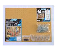 MOTTEZ - Kit panneau perforé isorel composé d'un panneau isorel + 1 lot de 40 crochets universels pour panneau perforé + 1 sachet d