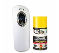MOUCH'CLAC Diffuseur Insecticide Programmable Anti Moustiques, Mouches & Moucherons - Diffusion Automatique - Recharge 250 ml Parfum Fleur de Pyrèthre - Jusqu’à 20 m² - Protection Continue 2 Mois