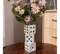 MOUGIGI Vase à dés en céramique - Décoration Unique pour Fleurs séchées, Rose, Herbe de la Pampa - Superbe Design pour Tout Espace Moderne pour Inspirer Les sourires