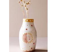 MOUGIGI Vase Unique en céramique, Joli décor bohème, Petit Vase crème pour Fleurs séchées ou Bourgeon Unique - Motif Visage de Soleil et de Lune