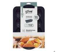 5five Moule à madeleines pour 16 madeleines en silicone Noir
