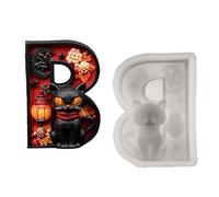 Moule 3D en résine de chat noir fait à la main pour la et l'argile | Lettres B de moule décoratif pour Noël, fête, bureau, maison, chambre, comptoir, bureau, école, savon, cire, chocolat,