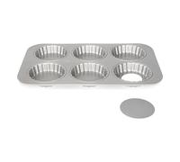 Moule 6 tartelettes acier revêtu fond amovible 10 cm Patisse