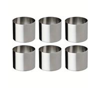 Moule à anneaux de gâteau ronds, Mini anneau à gâteau et à pâtisserie, anneaux à Dessert en Mousse en acier inoxydable, coupe-gâteau, biscuits, moules de cuisson à muffins(6pcs Round Cake Ring)