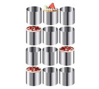 Moule à anneaux de gâteau ronds, Mini anneau à gâteau et à pâtisserie, anneaux à Dessert en Mousse en acier inoxydable, coupe-gâteau, biscuits, moules de cuisson à muffins(12pcs Round Cake Rin)