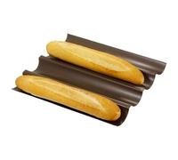 Moule à baguettes - GOBEL - 4 baguettes revêtu - Plaque à baguette - Anti-adhérent - 38x32x2.7cm - Marron