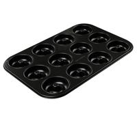 Moule à beignets pour 12 beignets, diamètre 7 cm, revêtement antiadhésif, couleur noire