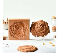 Moule à biscuits en bois, moule de cuisson 3D, outil de cuisson, adapté pour Halloween, Thanksgiving, Noël, cuisine, bricolage (grande fleur 10 x 10 x 2)