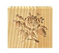 Moule à biscuits en bois pour formes pressées et pâte, M | Structure de bloc sculpté, formes de cavité définies, pâte à biscuits, motifs décoratifs dans une action de