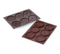 silikomart | CKC02 Moule en Silicone pour chocolats COOKIE XMAS SLIM, antiadhésif, 6 chocolats, paquet de 1 Moule pour sucreries, Easy Choc, Ø 57 mm, h 5 mm, Volume 34 ml, Made in Italy