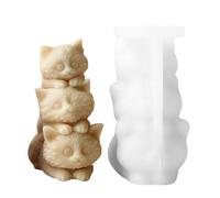 Moule à bougie en forme de chat - Moule en silicone empilable pour la fabrication de bougies à trois chats | Moule en résine époxy pour débutants pour profiter du plaisir pratique pour fondant,