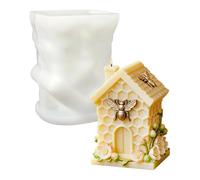 Moule à bougie en forme de maison - En silicone 3D abeilles et pour plâtre - Moule maison d'abeilles - Silicone avec fleurs - Modèle exquis pour bougies et savons - Artisanat en