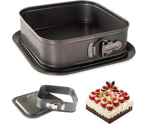 Moule à boule de 24 cm, moule à gâteau carré, moule à fond plat, revêtement antiadhésif, ne retient pas les odeurs, acier au carbone, pièce unique (carré 24 cm)