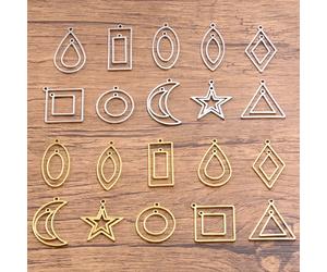 Moule à cadre en acier inoxydable, 2 couleurs, pendentif géométrique creux, cadre carré circulaire, breloque DIY pour la fabrication de colliers et de bijoux, 10 pièces 14X28X1.2mm0.5g