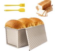 Moule à cake Ibzenoa® avec couvercle – 21 x 12 x 11,5 cm, en acier au carbone avec revêtement antiadhésif, moule rectangulaire avec 3 orifices de ventilation, 450 g