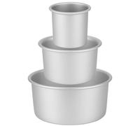 Moule à cake rond, extra-haut, 3 pièces, diamètre 10/15/20 cm, en aluminium, couleur argent