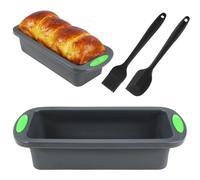 Moule a Cake Silicone, 28x10x6.5cm pour Gâteaux, Pain Fait Maison | Moule à Pain en Silicone et 1 brosse + 1 spatule, moule à cake, Antiadhésif Moules Rectangulaire