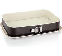 Moule à charnière rectangulaire 35x24 cm - Grand moule rectangulaire, antiadhésif, avec protection anti-fuite, moule à gâteau haut, noir/crème