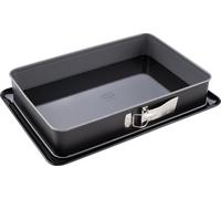 Moule à charnière rectangulaire avec fond de service 38 x 25 cm - Moule à pâtisserie angulaire avec revêtement émaillé