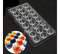 Moule à chocolat dur transparent à 24 cavités en forme de demi-boule - Outil de cuisson en polycarbonate - Moule à mousse - Moule à chocolat semi-sphérique 3D - Ustensiles de cuisson - Cadeau pour la