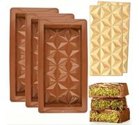 Moule à chocolat en silicone en forme de diamant 3D, outil de cuisson de bonbons et de dessert pour barre de chocolat de Dubaï, bonbon gommeux, accessoires de cuisine Ensemble 1 pièce,2 paquets,paquet
