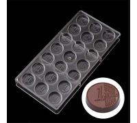 Moule à chocolat rigide transparent en forme de pièces de monnaie de 1 euro - Outil de pâtisserie - Outil de pâtisserie en polycarbonate