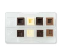 Moule à chocolats en polycarbonate x 10 cavités D33 CARRE Modulaire