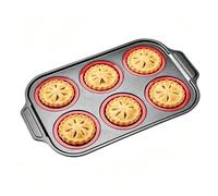 Moule à cupcake en silicone anti-adhésif 6 cavités pour cupcakes, cookies, brownies, chocolat, beurre, déjeuner, friteuse à air et hor