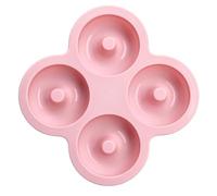 Moule à Donuts 4 Cavités Démoulage Facile Antiadhésif Qualité Alimentaire | Moule Silicone Donut Gâteau Petit-Déjeuner Bagel Pâtisserie Maison Cuisine Air Fryer Fête Rose