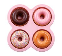Moule à Donuts 4 Cavités Démoulage Facile Antiadhésif Qualité Alimentaire | Moules En Silicone Pour Donuts Petit-Déjeuner Bagel Pâtisserie Maison Cuisine Air Fryer Fête Rose