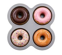 Moule à Donuts 4 Cavités Démoulage Facile Antiadhésif Qualité Alimentaire | Moules pour Dessert en Silicone Flexibles Petit-Déjeuner Bagel Pâtisserie Maison Cuisine Air Fryer Fête Gris