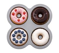 Moule À Donuts Pour Cuisson 4 Cavités Antiadhésives Thermorésistantes | Moule Silicone Donut Gâteau Pour Gâteau Pâtisserie Petit-Déjeuner Maison Cuisine Four Air Fryer Gris