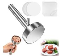 Moule à Falafel Inox 6 cm avec 100 Feuilles Papier Cuisson pour Steak Haché | Presse Steak Haché 6cm, 50 Ronds+ 50 Carrés Papier Sulfurisé Viande Hachée (6×6cm). Démontable, pour Falafels, Boulettes