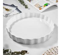 Moule à four 28 cm - Moule à quiche en céramique | Moule à gâteau | Moule à four, résistant aux rayures, facile à nettoyer (blanc)