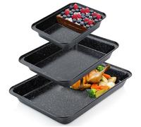 VILDE Lot de 3 plaques à pâtisserie - Acier au carbone avec revêtement en granit - Cuisson homogène, rebord haut