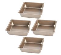 Moule à Gâteau Carré en Acier au Carbone 4 Pouces 4 Pièces | Fond Amovible Renforcé, Cuisson Homogène, Finition Dorée Lisse, pour Mini-desserts, Brownies et Petites Cuisines