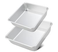 Moule à gâteau carré, lot de 2 (16,5/21,5 cm), moule carré de haute qualité en aluminium anodisé, adapté au four et à la friteuse à air chaud, couleur argent