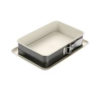Dr. Oetker 4860 Moule à gâteaux, Plat four, Moule rectangulaire à charnière, Moule à charnière, Moule rectangulaire, Acier inoxydable, Céramique, Crème, Gris anthracite, 28 x 18 x 7 cm