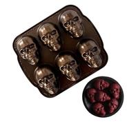 Moule à Gâteau Crâne de Cuisson 3D 6 Empreintes en Métal pour Cookies | Moule Crâne Halloween pour Cuisine, Maison, Appartement, Ferme, Boulangerie Maison, Cuisine, Fête Halloween, Restaurant, Cam