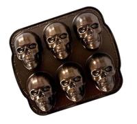 Moule à Gâteau Crâne de Cuisson 3D 6 Empreintes en Métal pour Cookies | Moule Halloween Squelette pour Maison, Cuisine, Restaurant,