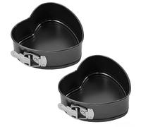 Moule à Gâteau Cœur Antiadhésif - 2 pièces Moule à Charnière 12 cm avec Fond Amovible - Moule en Acier pour Layer Cake, Cheesecake, Quiche - Moule Patisserie, Plat à Gâteau