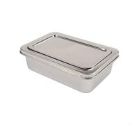 Moule à gâteau en acier inoxydable avec couvercle Moule rectangulaire Tiramisu 28 cm Récipient alimentaire pour gâteaux, pain, pâtisserie, cadre argenté (22)