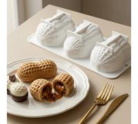 Moule à gâteau en forme d'arachide, moule en silicone antiadhésif à 3 cavités pour chocolat, fondant, bonbons, biscuits, gâteaux, gelée 1pcs randomcolor