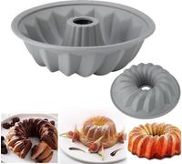 Moule à gâteau en silicone en forme de tulipes, moule rond antistatique d'un diamètre de 20 cm avec revêtement gris.