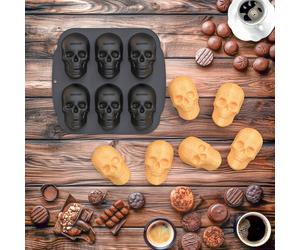 Moule à gâteau en silicone pour tête de mort - Moule à gâteau pirate - Moule à chocolat - Machine à glaçons - Tête de mort Stil Mal für Kühlung