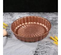 Moule à gâteau et à tarte rond cannelé anti-adhésif couleur café doré - Ustensile de cuisson à démoulage facile : Pour tarte, quiche et desserts (Parfait pour la cuisson des fêtes et des célébrations)