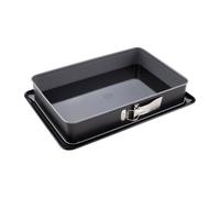 Dr. Oetker 1122 Moule à gâteau à charnière, Plat four, Moule rectangle à charnière, Moule à pâtisserie, Plat de cuisson, Acier émaillé, 38 x 25 x 7 cm