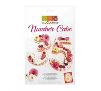 Scrap Cooking - Kit Moules Number Cake - Chiffres 0 à 9 - Hauteur 28 cm / 11 pouces - Gabarits Accessoires Pâtisserie - Gâteaux en Forme de Numéros Dessert Anniversaire - Avec Recettes - 3927